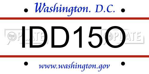 IDD15O District Of Columbia License Plate
