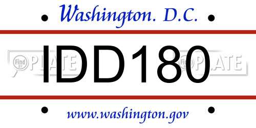 IDD180 District Of Columbia License Plate