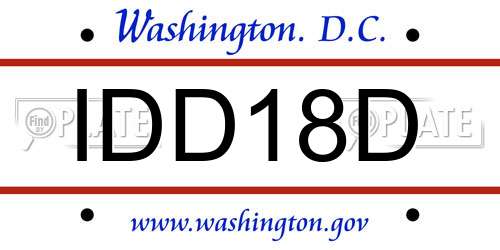IDD18D District Of Columbia License Plate