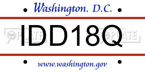 IDD18Q District Of Columbia License Plate
