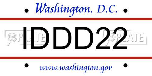 IDDD22 District Of Columbia License Plate