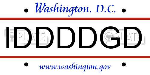IDDDDGD District Of Columbia License Plate