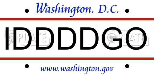 IDDDDGO District Of Columbia License Plate