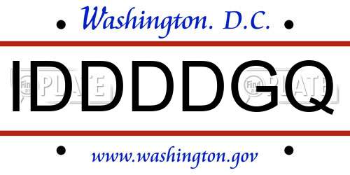 IDDDDGQ District Of Columbia License Plate