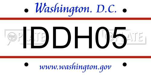 IDDH05 District Of Columbia License Plate