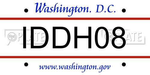 IDDH08 District Of Columbia License Plate