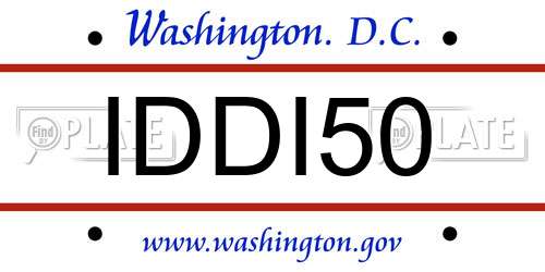 IDDI50 District Of Columbia License Plate