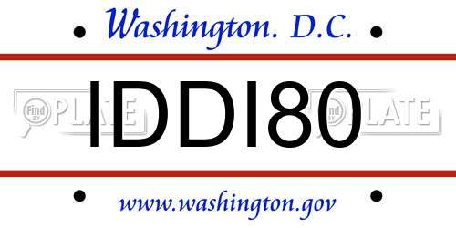 IDDI80 District Of Columbia License Plate