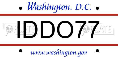 IDDO77 District Of Columbia License Plate