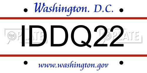 IDDQ22 District Of Columbia License Plate