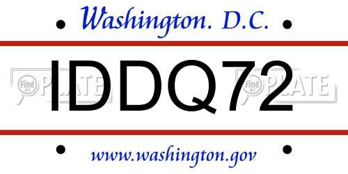 IDDQ72 District Of Columbia License Plate