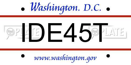 IDE45T District Of Columbia License Plate