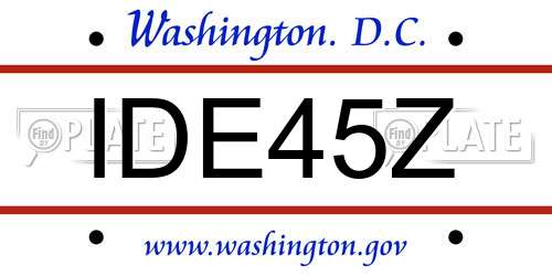 IDE45Z District Of Columbia License Plate