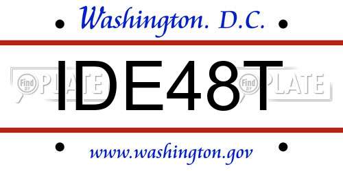 IDE48T District Of Columbia License Plate