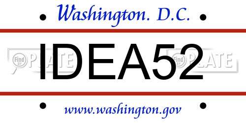 IDEA52 District Of Columbia License Plate