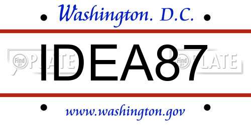 IDEA87 District Of Columbia License Plate