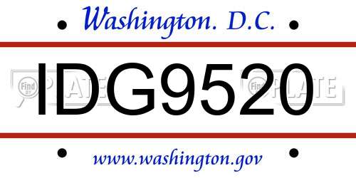 IDG9520 District Of Columbia License Plate