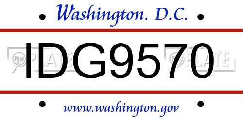 IDG9570 District Of Columbia License Plate
