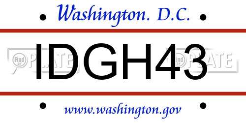 IDGH43 District Of Columbia License Plate