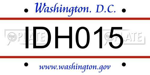 IDH015 District Of Columbia License Plate