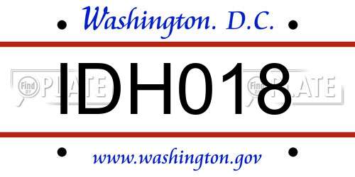 IDH018 District Of Columbia License Plate