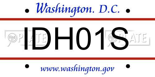IDH01S District Of Columbia License Plate