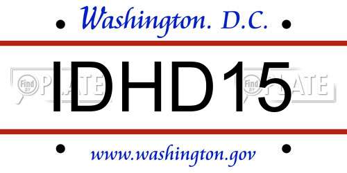 IDHD15 District Of Columbia License Plate