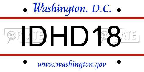 IDHD18 District Of Columbia License Plate