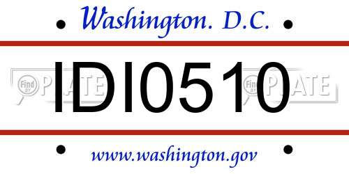 IDI0510 District Of Columbia License Plate