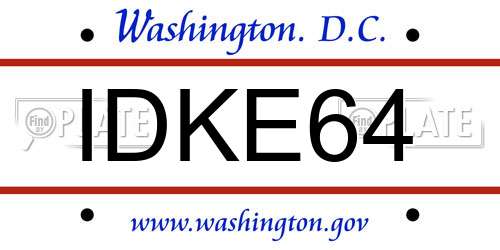 IDKE64 District Of Columbia License Plate