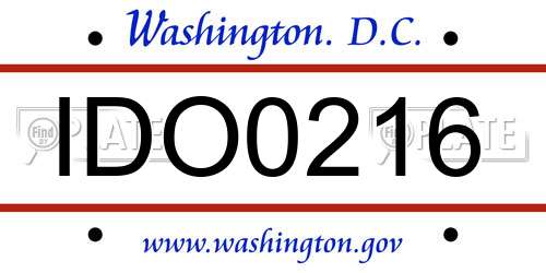 IDO0216 District Of Columbia License Plate