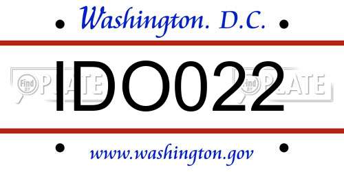 IDO022 District Of Columbia License Plate