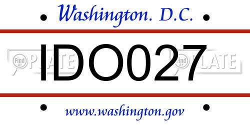 IDO027 District Of Columbia License Plate