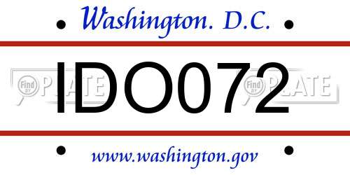 IDO072 District Of Columbia License Plate