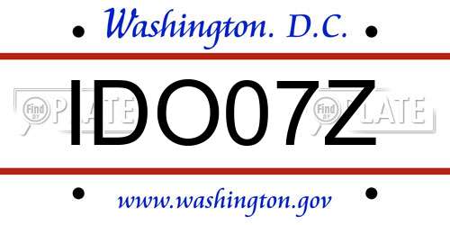 IDO07Z District Of Columbia License Plate