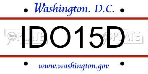 IDO15D District Of Columbia License Plate