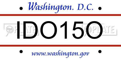IDO15O District Of Columbia License Plate