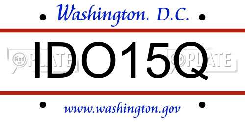 IDO15Q District Of Columbia License Plate