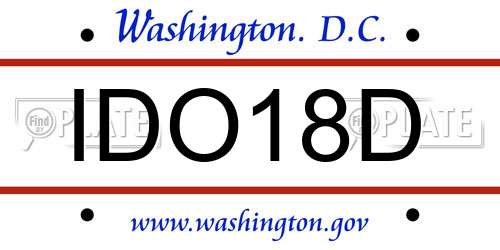 IDO18D District Of Columbia License Plate