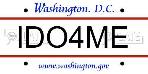 IDO4ME District Of Columbia License Plate