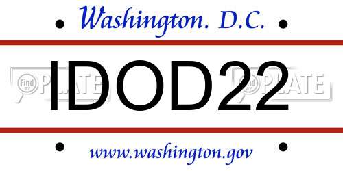 IDOD22 District Of Columbia License Plate