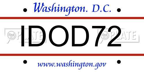 IDOD72 District Of Columbia License Plate