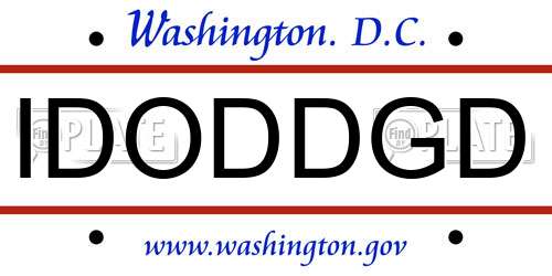 IDODDGD District Of Columbia License Plate