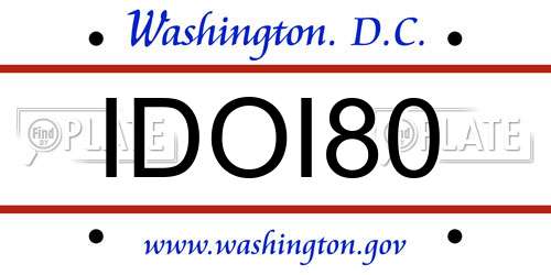 IDOI80 District Of Columbia License Plate