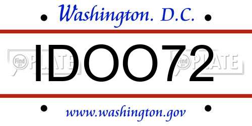 IDOO72 District Of Columbia License Plate