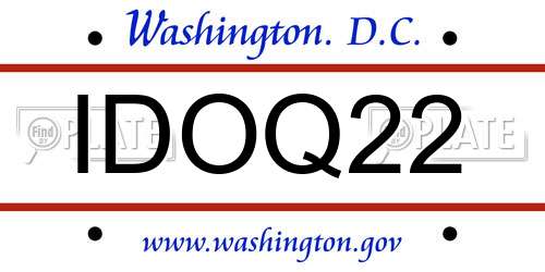 IDOQ22 District Of Columbia License Plate