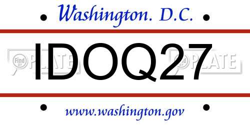 IDOQ27 District Of Columbia License Plate