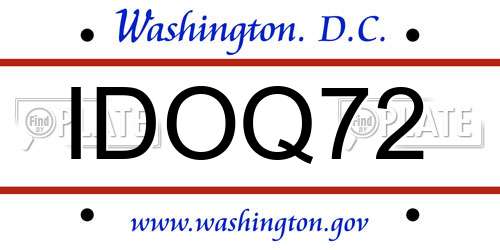 IDOQ72 District Of Columbia License Plate