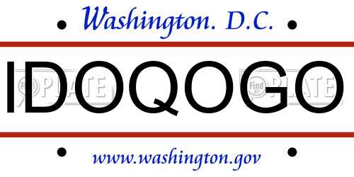 IDOQOGO District Of Columbia License Plate