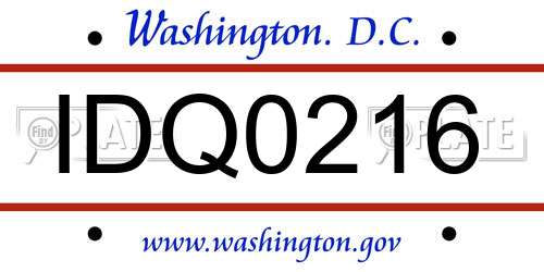 IDQ0216 District Of Columbia License Plate